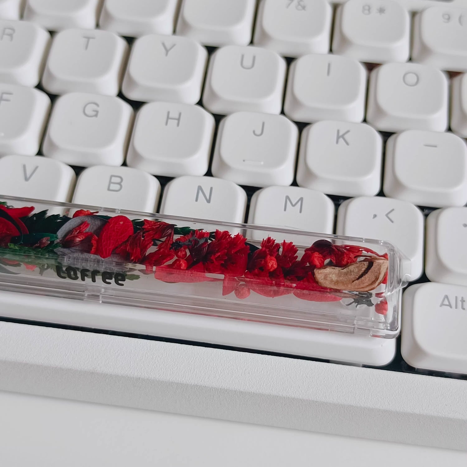 Natural Plant Specimen Eternal Flower Series, Lofree, 6.25U Crystal drops of glue Spacebar, Art Decorative Keycaps.