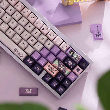 Demon Slayer: Kimetsu no Yaiba series, Kochou Shinobu theme, original high PBT material keycaps, full five sided thermal sublimation process mechanical keyboard custom set keycaps