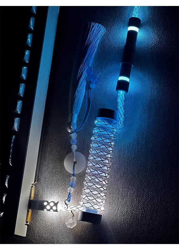 Single crystal copper aviation plug data cable, white blue gradient overall luminous 8k magnetic axis keyboard cable
