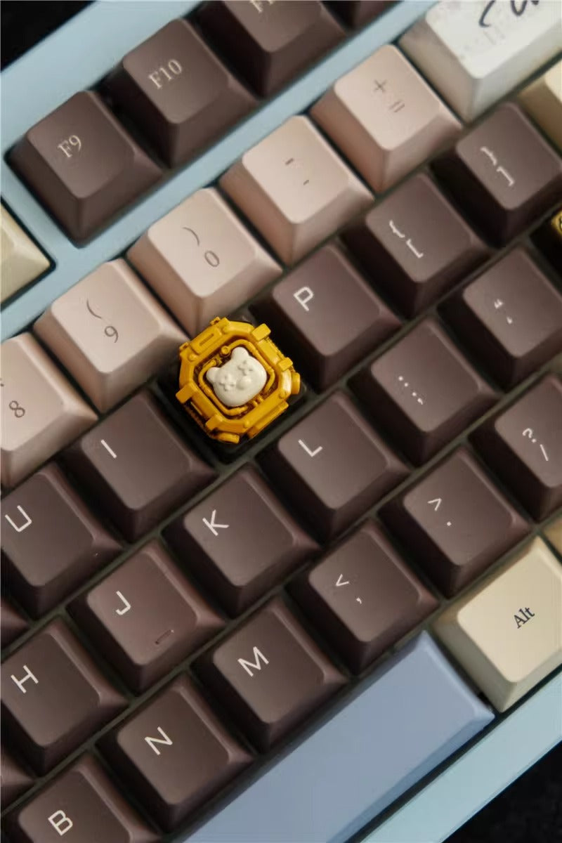 Space capsule themed design, personalized keycap, mechanical keyboard decoration, keycap resin coating, cute and cool mechanical style, mecha style keycap.