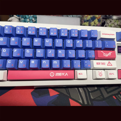 Overwatch，DVA themed ， PBT material personalized key cap set, animation game culture creative decoration key cap set, compatible with 61/64/68/75/84/87/104 key mechanical keyboard