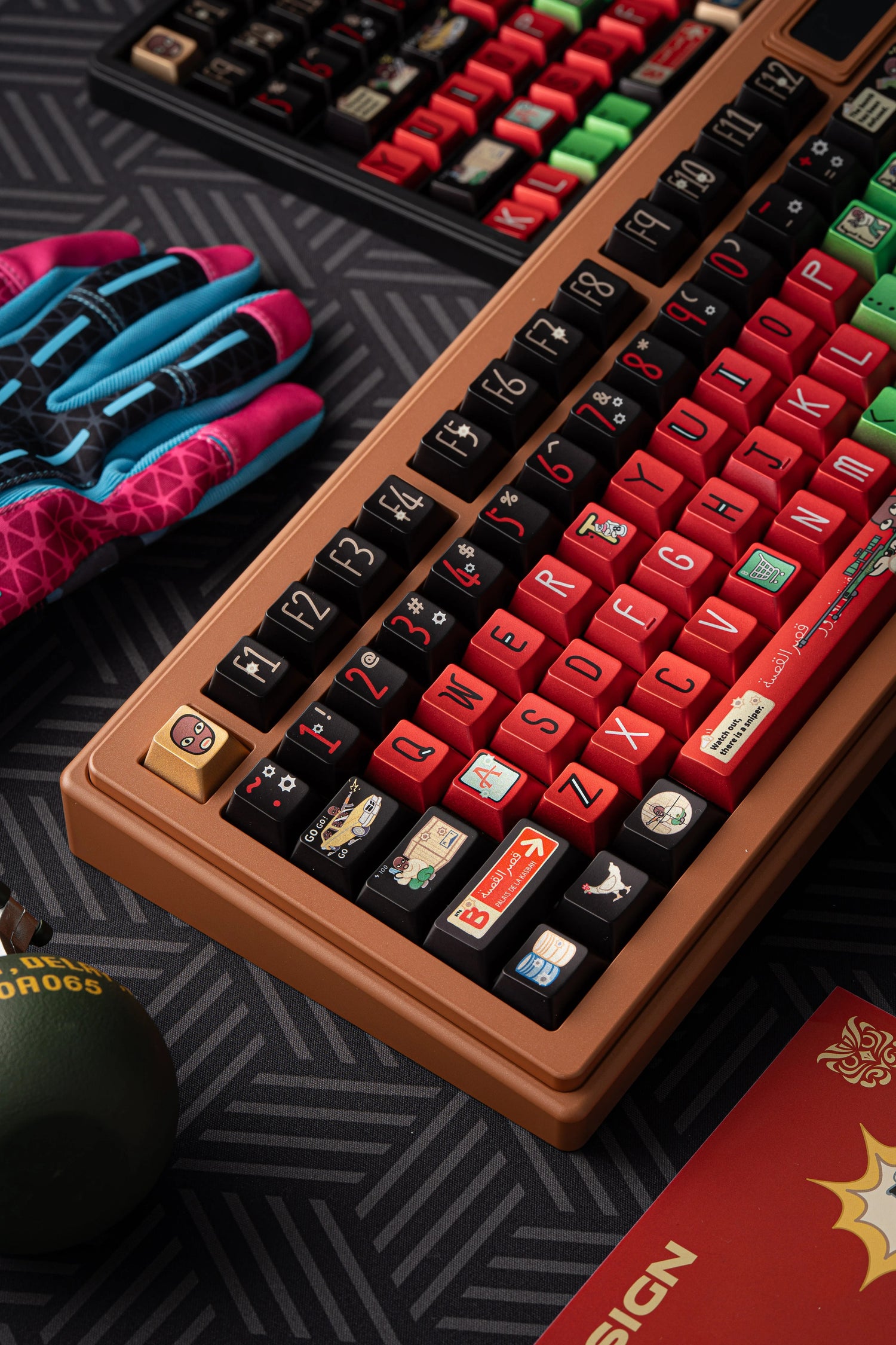 CS2 Stupid Bandit Theme Keycap Five sided Heat Sublimation Original Factory Height 144 Key Metallic Paint CS Theme Personalized Keycap, FPS Game Custom Set Keycap