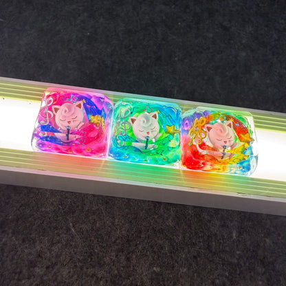 Pok é  mon, Jigglypuff theme coating and sealing design, 1.25U Crystal Resin Personalized Keycaps, Anime Game Culture Creative Resin Keycaps, Mechanical Keyboard Art Decorative Keycaps
