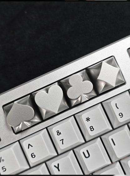 Metal playing cards, suit keycaps, mechanical keyboard, personalized metal, three-dimensional personalized decoration, keycap direction