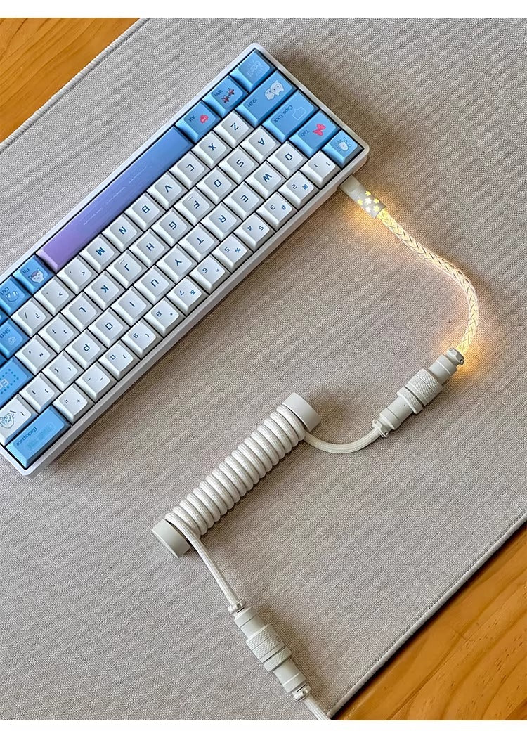 Three segment illuminated aviation plug cable customized keyboard cable 8k customized keyboard data cable