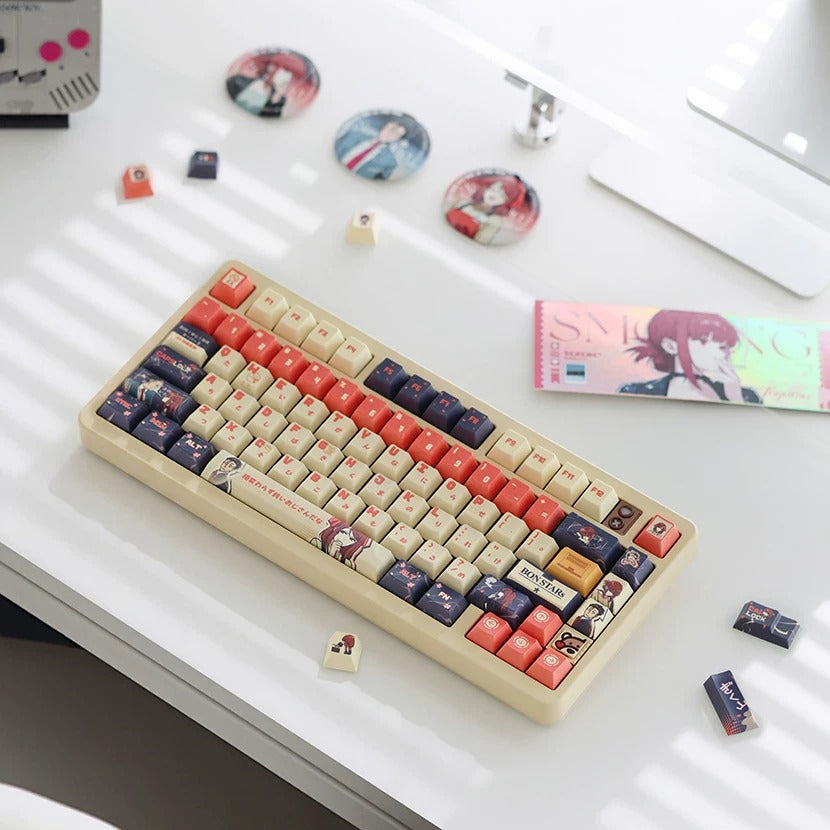 Smoking Behind the Supermarket with You，PBT material Original Factory Height,  mechanical keyboard replacement keycap set, Compatible with 61/64/68/75/84/87/104 Key Mechanical Keyboard Keycap Set
