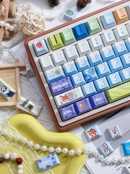 Zootopia Theme, PBT Material, Sublimation Craftsmanship, Anime Film Culture Innovation Decorative Keycap Set