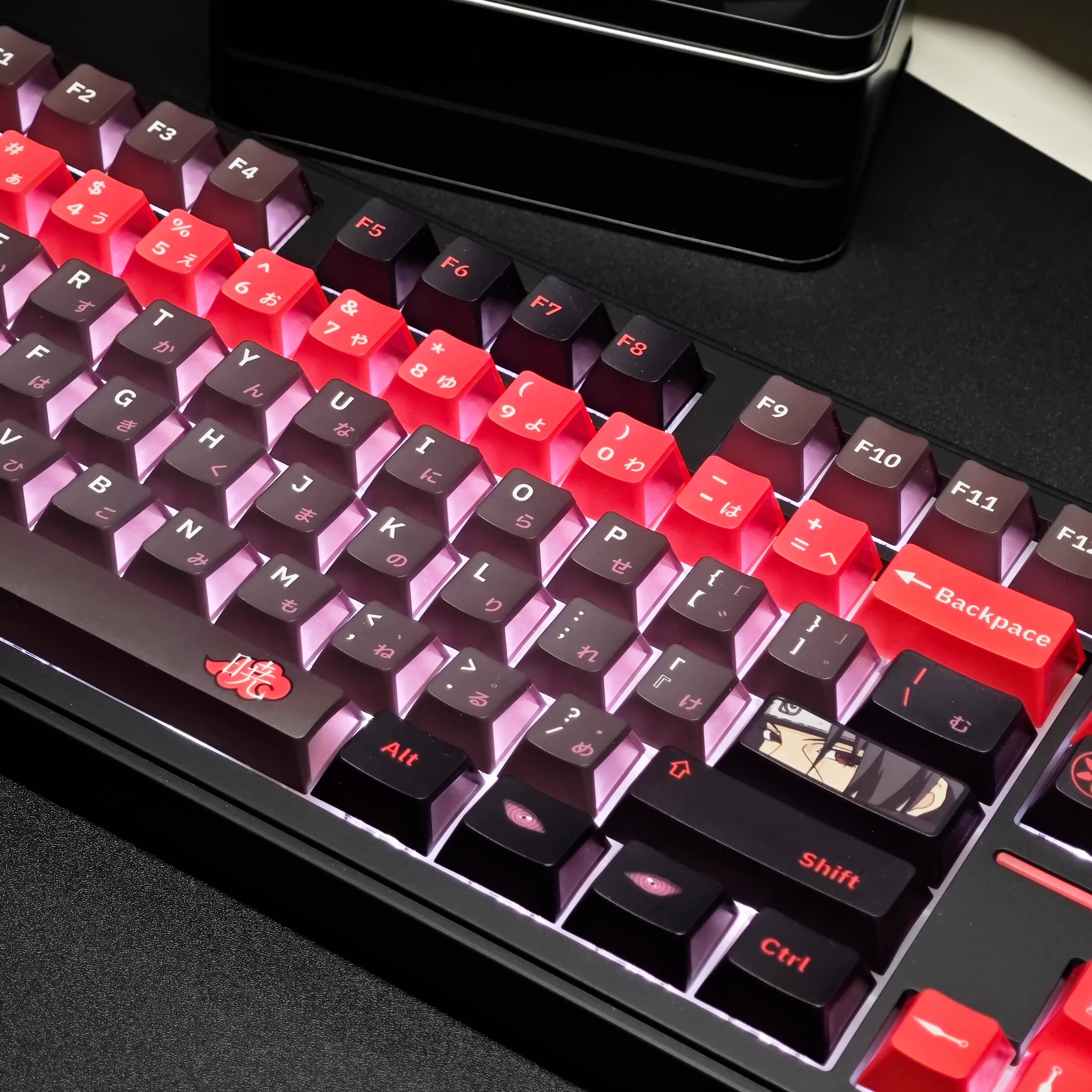 Naruto series, Akatsuki themed keycaps, Uchiha Itachi, Sharingan, PBT+PC material anime culture peripheral decoration keycap set