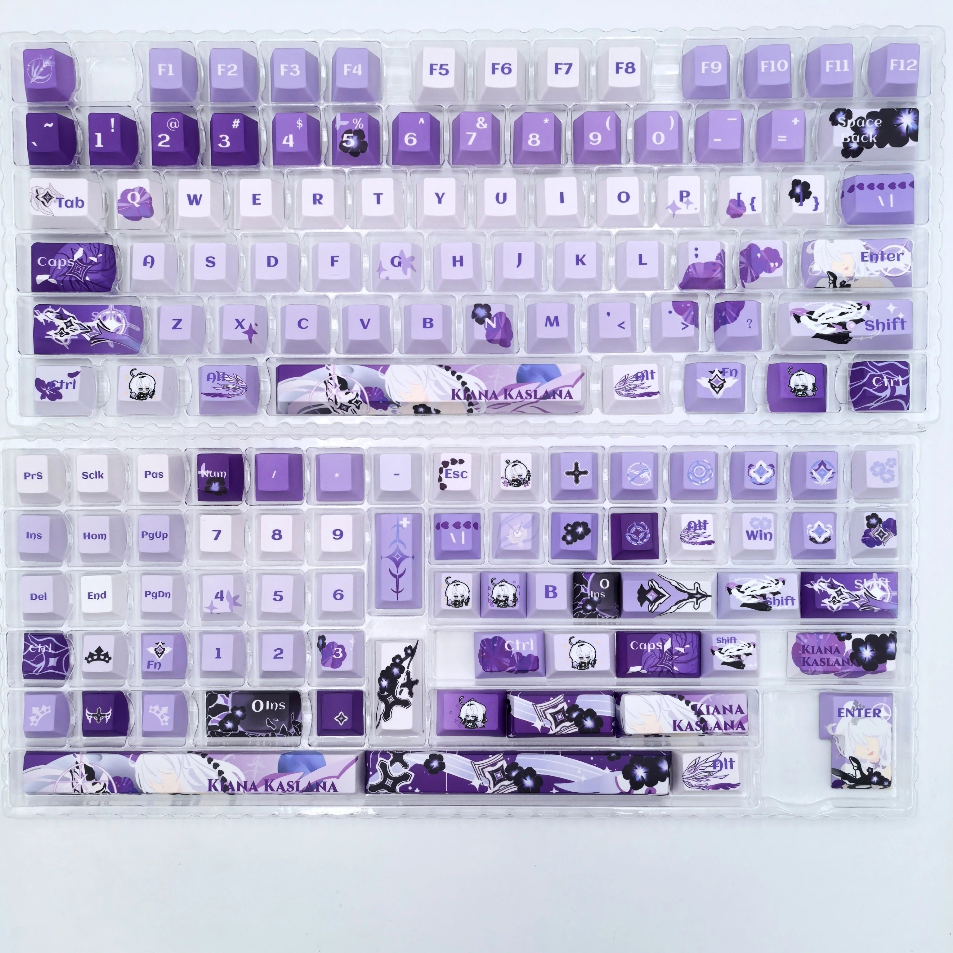 Honkai Impact 3，Kiana Kaslana theme, custom set personalized keycap series, PBT material, compatible with 61/64/68/75/84/87/104 mechanical keyboard keycap set