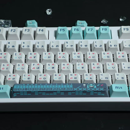 Hatsune Miku Theme PBT Material Hot Sublimation Process Personalized Keycap Set, Animation Music Theme Decoration Keycap Set