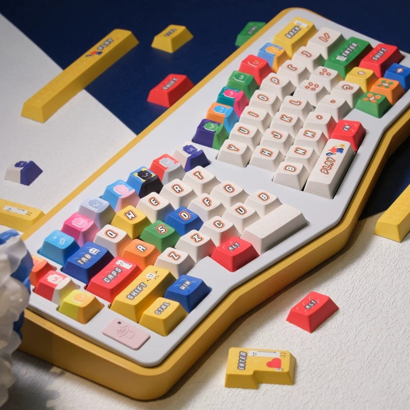 Colorful LEGO Theme Set keycaps， PBT+PC material personalized keycap set, anime and games cultural creative decoration keycap set, compatible with 61/64/68/75/84/87/104 mechanical keyboard