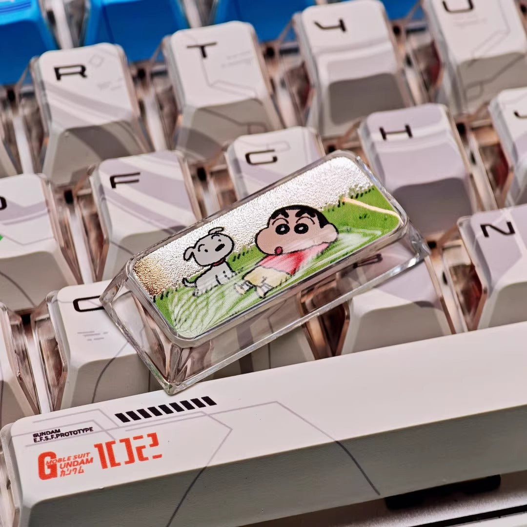 Crayon Shin chan Theme Design, 2.25 U Enter key, PC crystal resin material personalized keycap, anime creative peripheral product resin decorative keycap
