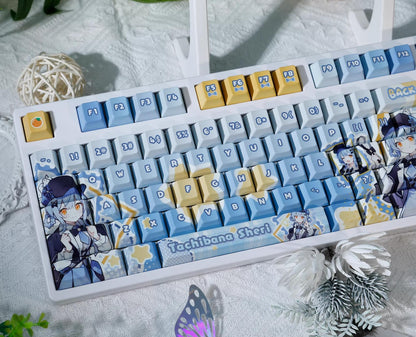 Magical Girl Witch Trial， Tachibana Sherii theme design keycap, decorative keycap set PBT anime animation keycap mechanical keyboard personalized keycap set, suitable for 61/64/68/75/84/87/104 key mechanical keyboards