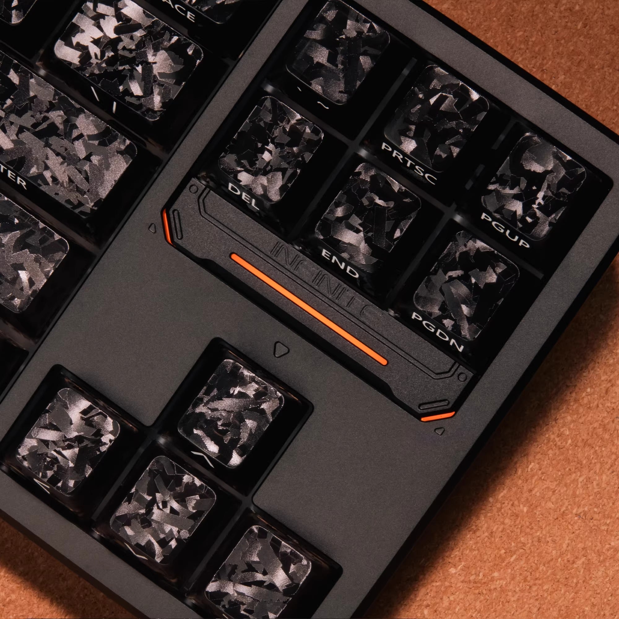 Carbon fiber patterned keycap translucent keycap set, PBT material, heat sublimation process, simple and personalized patterned keycap set, customized decorative keycap set