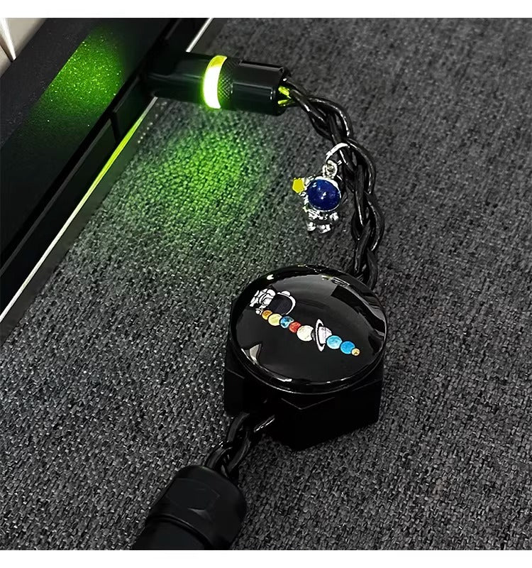 Astronaut theme 1.7m single crystal copper four strand aviation plug customized handmade wire Type-C plug with luminous