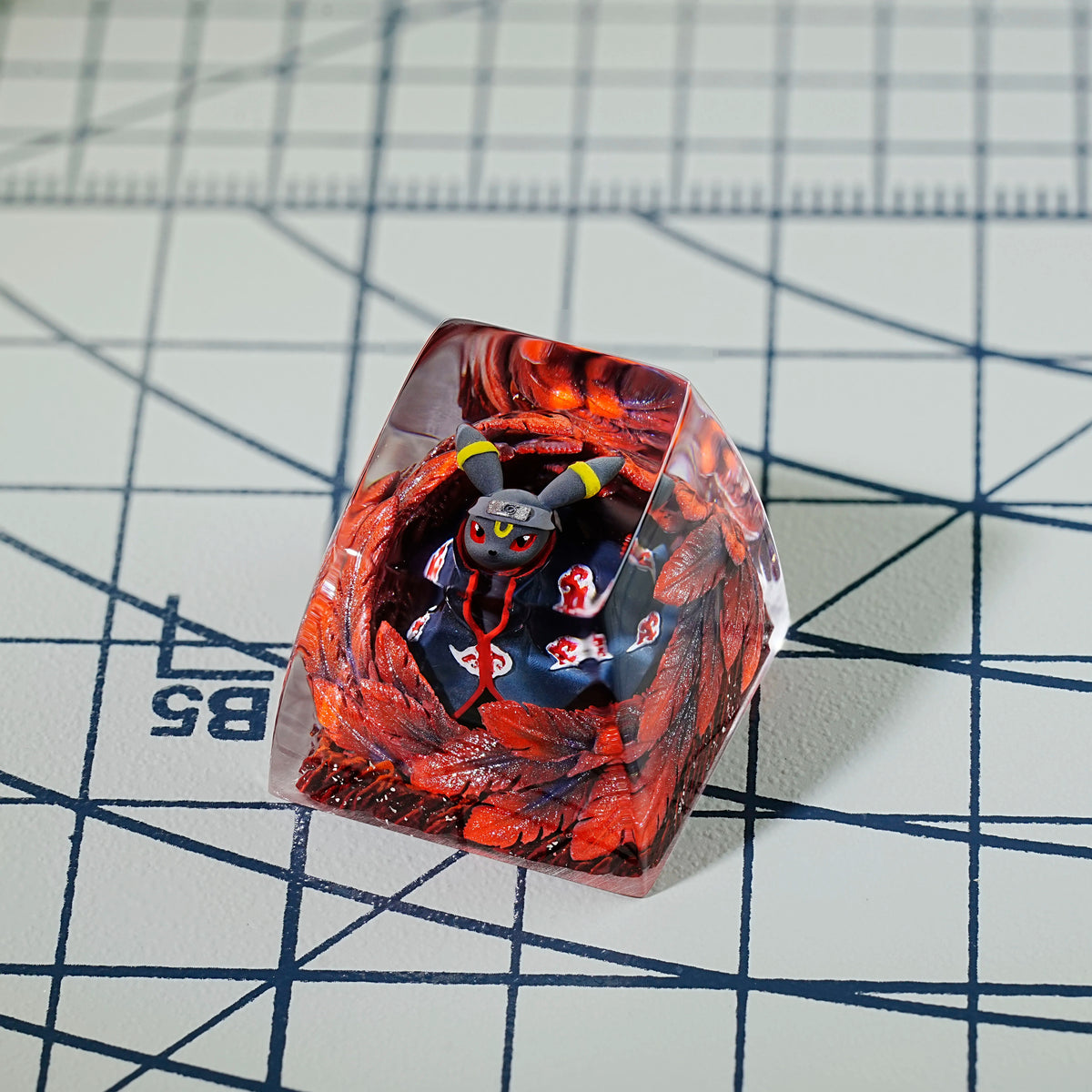 Umbreon Fusion NARUTO Fusion Akatsuki Crystal Resin Keycaps Original Design Personalized Keycaps, Anime Game Culture Creative Keycaps Mechanical Keyboard Cartoon Decorative Keycaps