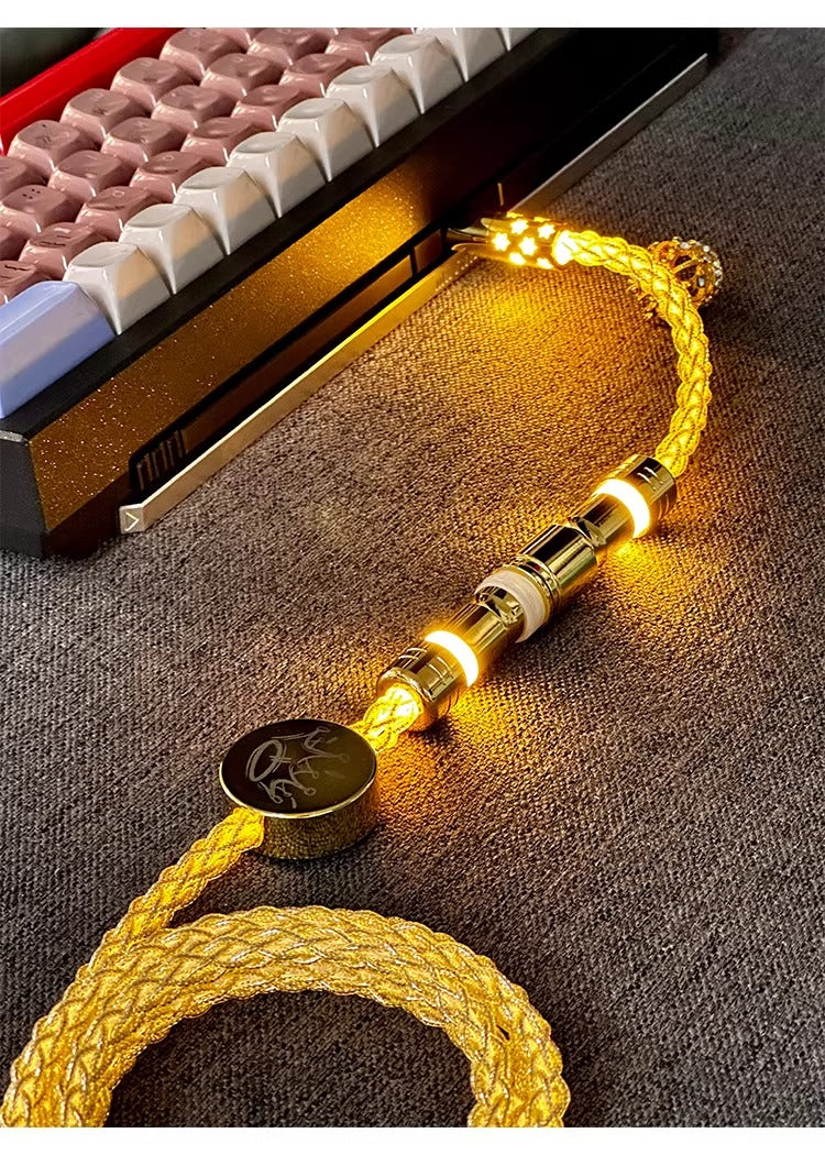 Single crystal copper overall luminous gold/warm light aviation plug customized mechanical keyboard manual data cable