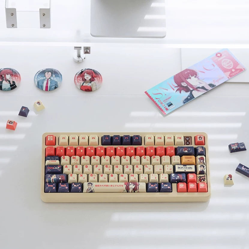 Smoking Behind the Supermarket with You，PBT material Original Factory Height,  mechanical keyboard replacement keycap set, Compatible with 61/64/68/75/84/87/104 Key Mechanical Keyboard Keycap Set
