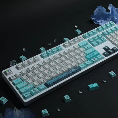 Hatsune Miku Theme PBT Material Hot Sublimation Process Personalized Keycap Set, Animation Music Theme Decoration Keycap Set