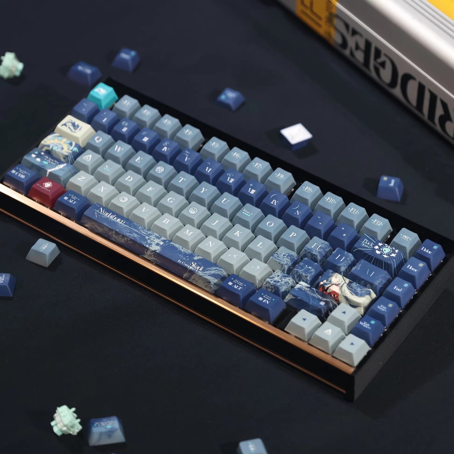 Arknights series,Skadi the Corrupting Hearttheme, custom set personalized keycap series, PBT material, compatible with 61/64/68/75/84/87/104 mechanical keyboard keycap set