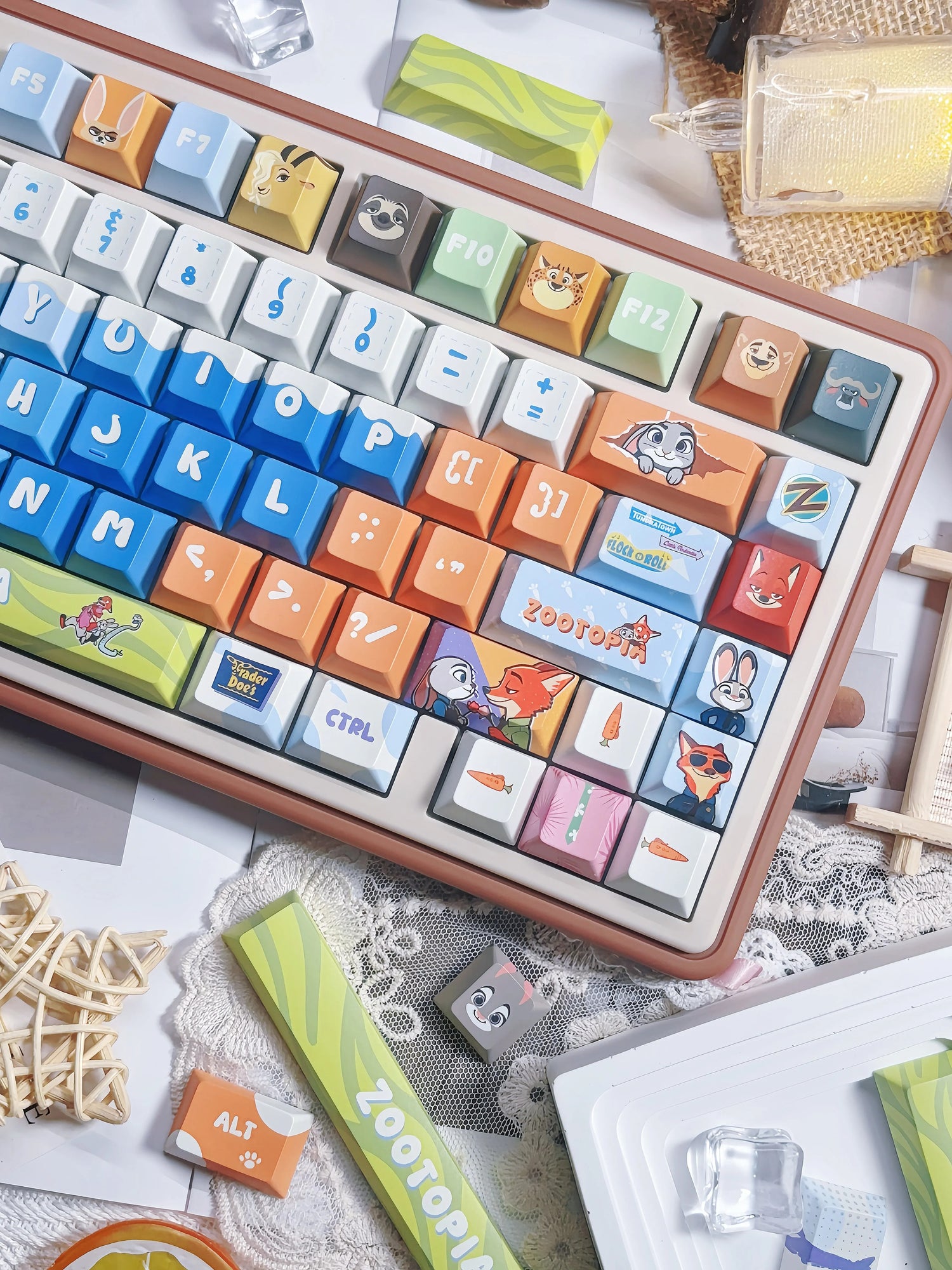 Zootopia Theme, PBT Material, Sublimation Craftsmanship, Anime Film Culture Innovation Decorative Keycap Set