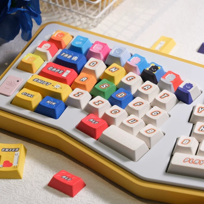 Colorful LEGO Theme Set keycaps， PBT+PC material personalized keycap set, anime and games cultural creative decoration keycap set, compatible with 61/64/68/75/84/87/104 mechanical keyboard