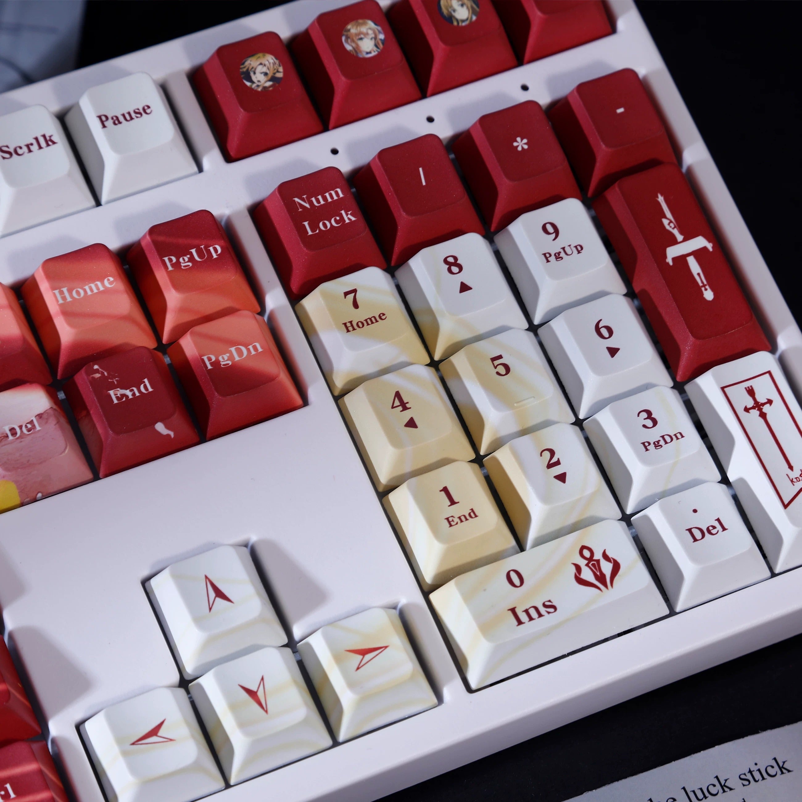 Sword Art Online‌  theme,Yuuki Asuna， PBT material personalized keycap set, anime keycap culture peripheral mechanical keyboard decoration keycaps， Compatible with 61/64/68/75/84/87/104 key mechanical keyboard keycap set