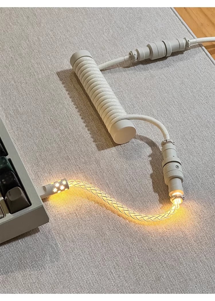 Three segment illuminated aviation plug cable customized keyboard cable 8k customized keyboard data cable