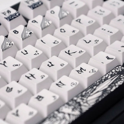 Fallen angel themed design, metallic matte texture PBT material personalized keycap set,  cultural creative decoration keycap set, compatible with 61/64/68/75/84/87/104 mechanical keyboard