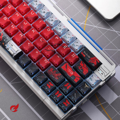 Gundam‌， SAZABI，MSN-04, There are two versions: opaque and semi transparent personalized keycaps, mechanical keyboard replacement keycap set, anime and game cultural and creative keycaps set,61/64/68/75/84/87/104 Key Mechanical Keyboard Keycap Set