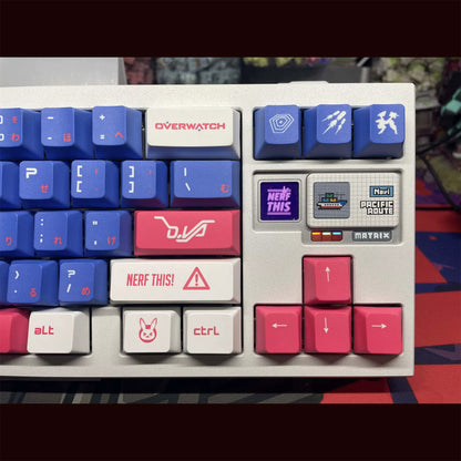 Overwatch，DVA themed ， PBT material personalized key cap set, animation game culture creative decoration key cap set, compatible with 61/64/68/75/84/87/104 key mechanical keyboard