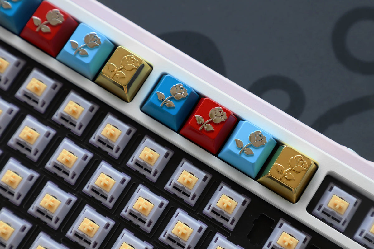Metal Rose Keycaps, The Bridge of Madison County Metal Personalized Keycaps Original High Zinc Alloy Machine Metal Creative Decorative Keycaps