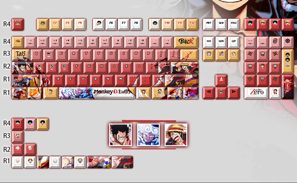 One Piece series personalized keycap set, PBT material, sublimation technology, mechanical keyboard decoration keycap set