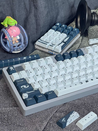 Astronaut Space Series, Apollo Moon Landing Theme PBT material, sublimation， Personalized keycap set, original factory height mechanical keyboard decorative keycap set