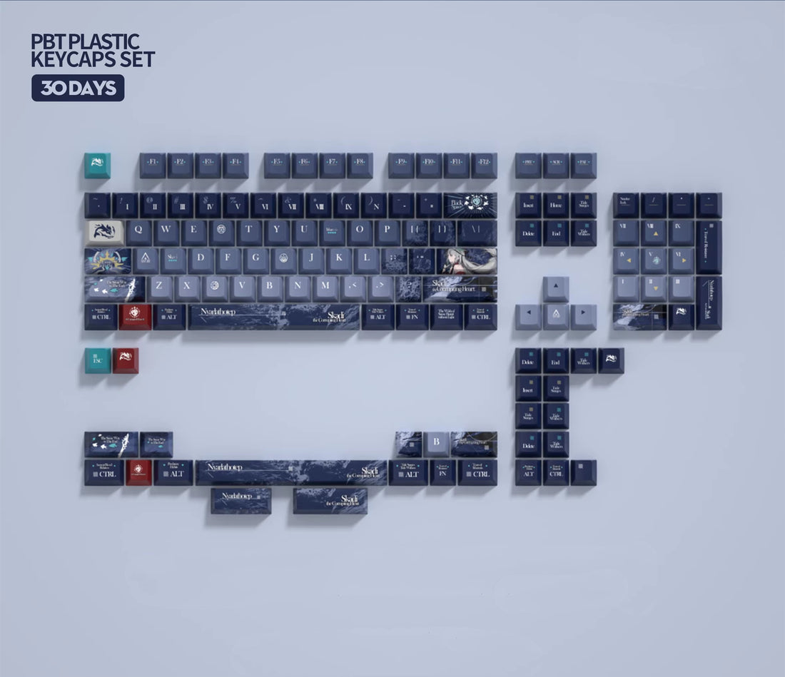 Arknights series,Skadi the Corrupting Hearttheme, custom set personalized keycap series, PBT material, compatible with 61/64/68/75/84/87/104 mechanical keyboard keycap set