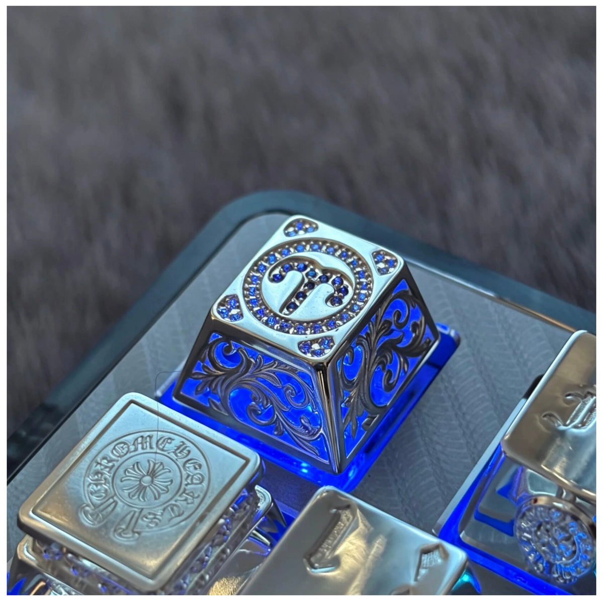 Pure silver hollow 12 Constellation  Personalized Keycaps, Mechanical Keyboard Decorative Keycaps, Constellation Divination Cultural Creative Products.