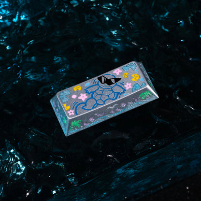 Squirtle Theme, Aluminum Alloy CNC Metal Anode Personalized Keycaps, Enamel Colored Colorful Art Keycaps, Mechanical Keyboard Anime Cartoon Decorative Keycaps