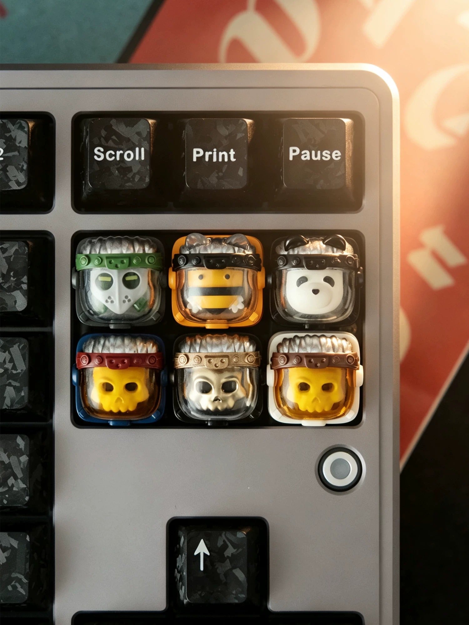 Skeleton Space Man Machine Gun Soldier Personalized Keycaps, Original Design Resin Material Mechanical Keyboard Decorative Keycaps, Cartoon Art Keycaps