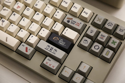 IMFKTIRED, Office keycap set, retro color scheme, PBT material Mechanical Keyboard Replacement Keycap Set, suitable for 61/64/68/75/84/87/104 Key Mechanical Keyboard