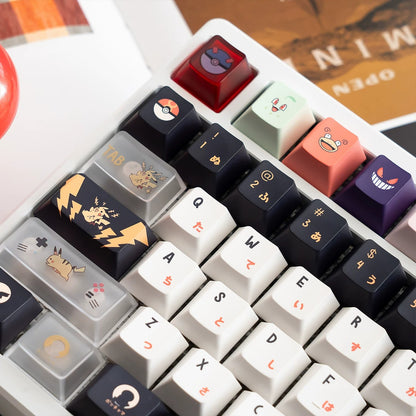 Pikachu themed keycap set, mechanical keycap PBT material material personalized keycap set, Animated cartoon keycaps, compatible with 61/64/68/75/84/87/104 mechanical keyboard replacement keycap