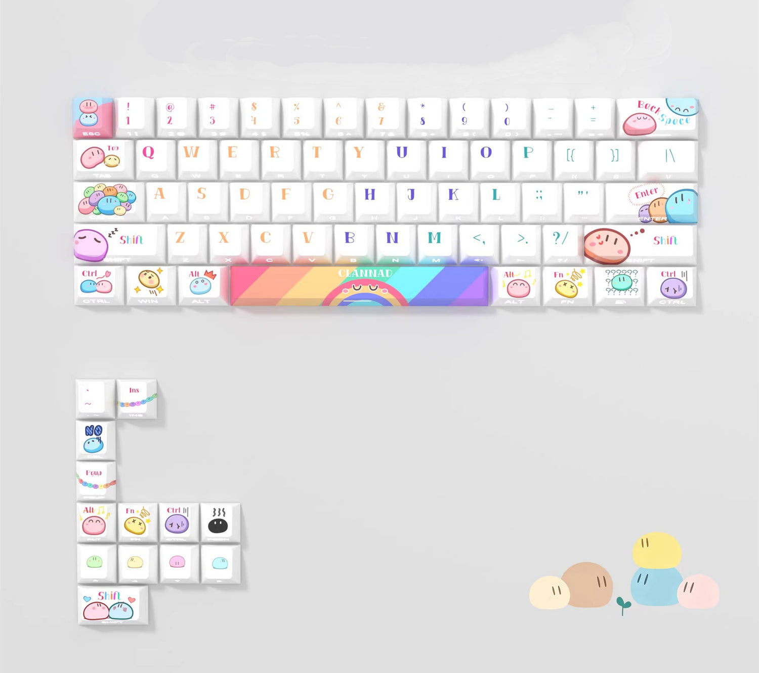 CLANNAD theme, PBT material personalized keycap set, anime and game creative cultural peripheral decorative keycaps, suitable for 61/64/68/75/84/87/104 key mechanical keyboards