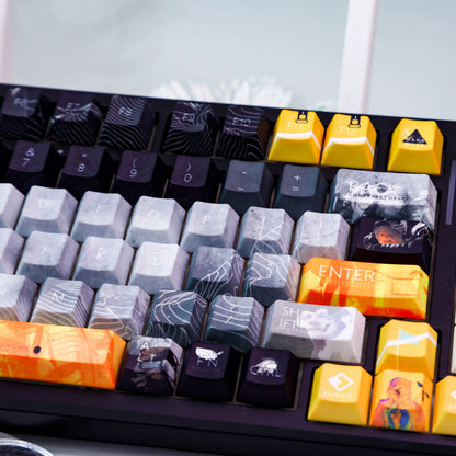 Death Stranding theme, PBT material personalized keycap set, anime keycap culture peripheral mechanical keyboard decoration keycaps， Compatible with 61/64/68/75/84/87/104 key mechanical keyboard keycap set