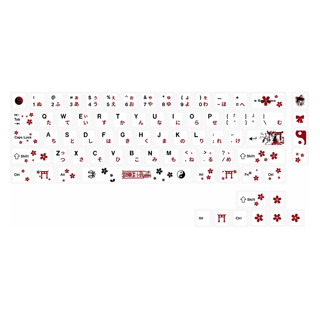 Touhou Project, Hakurei Reimu Theme Design Set Anime Game Personalized Keycaps Original Factory Height PBT Compatible 60 63 64 65 68 75 87