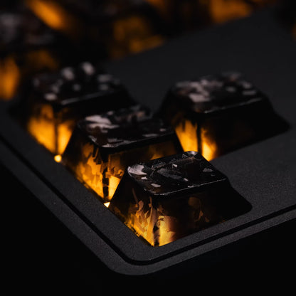 Carbon fiber patterned keycap translucent keycap set, PBT material, heat sublimation process, simple and personalized patterned keycap set, customized decorative keycap set
