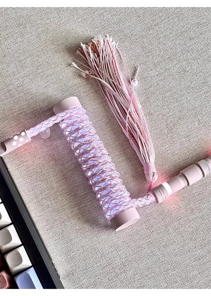 Pink/purple, single crystal copper spiral integral luminous aviation plug, manually customized data cable, keyboard cable