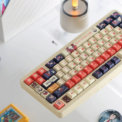 Smoking Behind the Supermarket with You，PBT material Original Factory Height,  mechanical keyboard replacement keycap set, Compatible with 61/64/68/75/84/87/104 Key Mechanical Keyboard Keycap Set