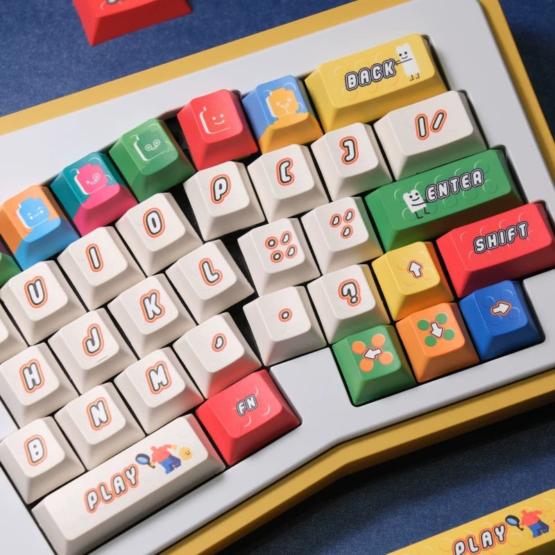 Colorful LEGO Theme Set keycaps， PBT+PC material personalized keycap set, anime and games cultural creative decoration keycap set, compatible with 61/64/68/75/84/87/104 mechanical keyboard