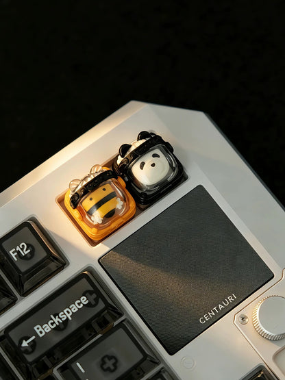 Skeleton Space Man Machine Gun Soldier Personalized Keycaps, Original Design Resin Material Mechanical Keyboard Decorative Keycaps, Cartoon Art Keycaps