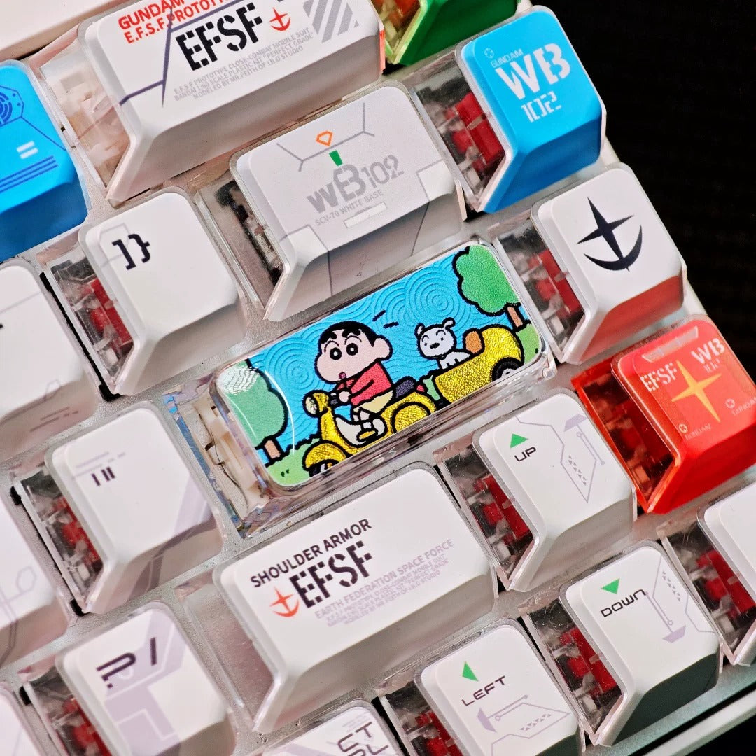 Crayon Shin chan Theme Design, 2.25 U Enter key, PC crystal resin material personalized keycap, anime creative peripheral product resin decorative keycap