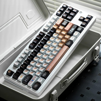 Metallic paint texture gilded design art keycaps, custom set personalized keycap series，PBT material, Original factory height, compatible with 61/64/68/75/84/87/104 mechanical keyboard keycap set